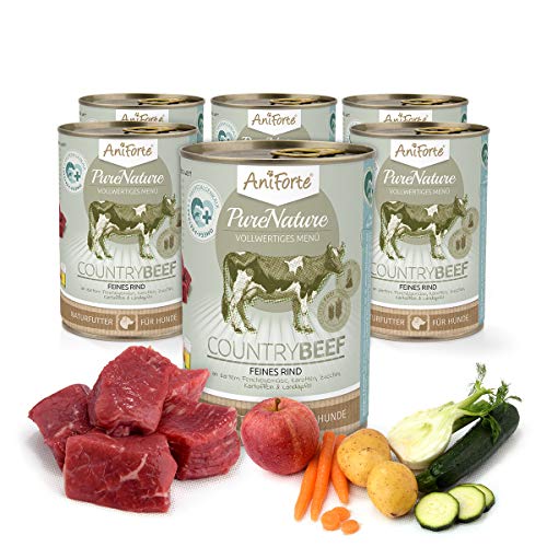 AniForte PureNature Country Beef Nassfutter 6x400g Hundefutter- Naturprodukt für Hunde